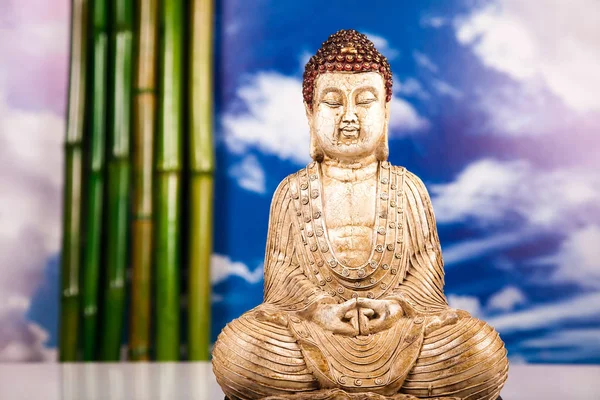 Βούδας Στο Εννοιολογικό Zen Ζωηρά Χρώματα Φυσικός Τόνος — Φωτογραφία Αρχείου