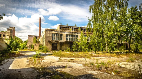 Ruïnes Van Een Zeer Sterk Vervuilde Industriële Fabriek Plaats Stond — Stockfoto