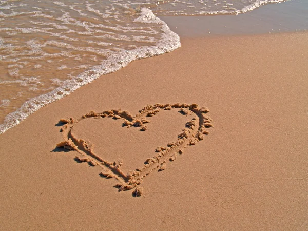 Hearts Drawn Sand Beach Usedom Germany — Stock Photo, Image
