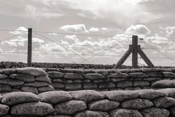 Dünya Savaşı Siperlerine Biri Belçika Kum Torbaları — Stok fotoğraf