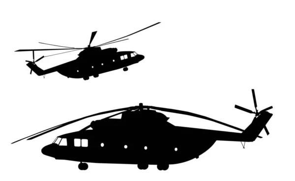 Siluetas Helicóptero Detalladas Vector Capas Separadas —  Fotos de Stock