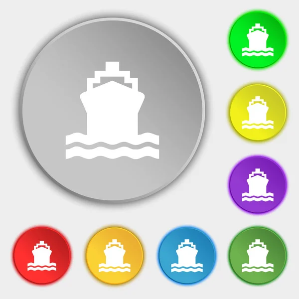 Sinal Ícone Navio Símbolo Cinco Botões Planos Ilustração — Fotografia de Stock