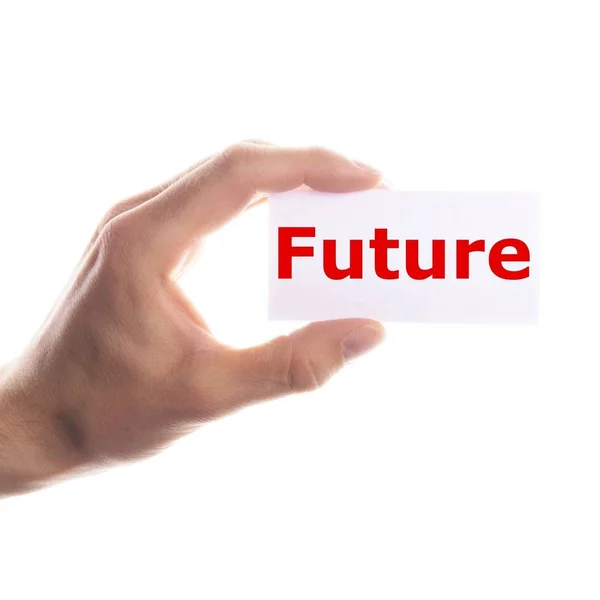 Future Concept Hand Holding Paper Word — Stock Photo, Image