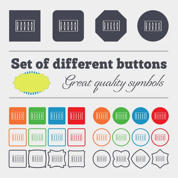 Consola Mezclar Mangos Botones Iconos Nivel Gran Conjunto Botones Coloridos — Foto de Stock