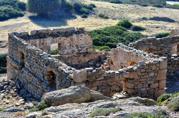 Fotografía Viajes Ruinas Yacimiento Arqueológico Minoico Itanos Cerca Vai Creta — Foto de Stock