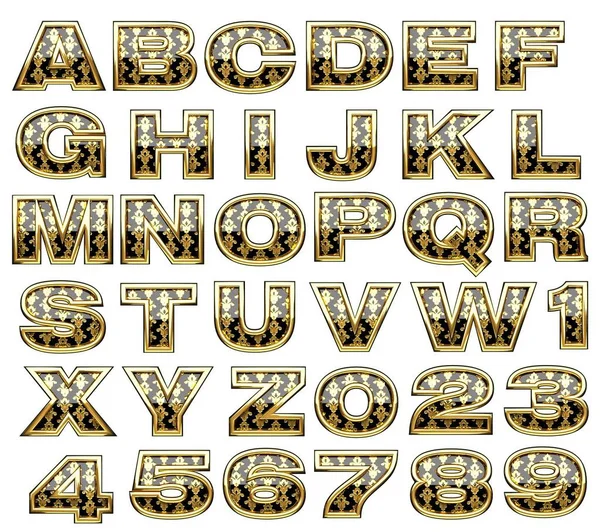 Alfabet Złoty Zestaw Biały — Zdjęcie stockowe
