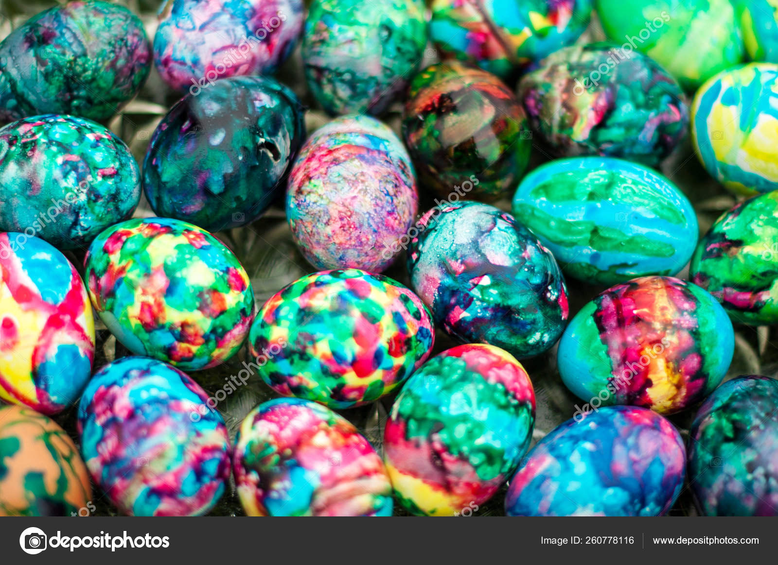 Close Multi Coloured Easter Eggs Tray Stock Photo C Yayimages