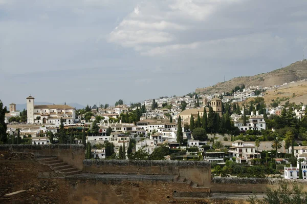 Utsikt Över Typiska Vita Husen Distrikten Albaicin Och Sacromonte Från — Stockfoto