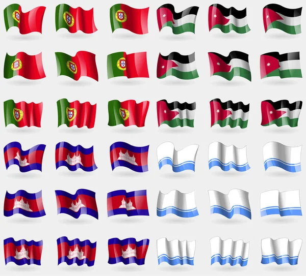 Portugal Jordania Camboya República Altai Conjunto Banderas Los Países Del — Foto de Stock