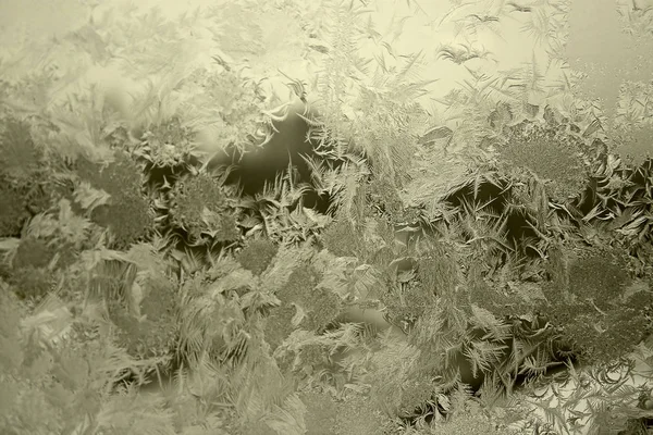 Blick Auf Frost Auf Glasfenster Bild Mit Geringer Schärfentiefe — Stockfoto