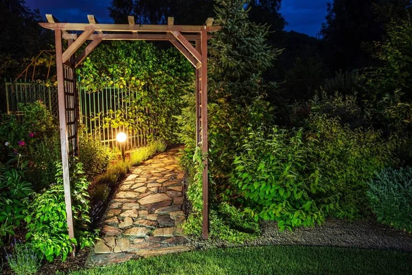 Evening Garden Garden Illumination Night — Stock Photo, Image