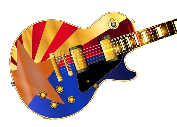 Guitarra Rock Roll Definitiva Con Bandera Arizona Aislada Sobre Fondo — Foto de Stock