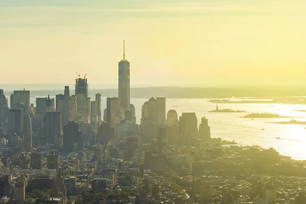 Lower Manhattan Skyline Pôr Sol — Fotografia de Stock