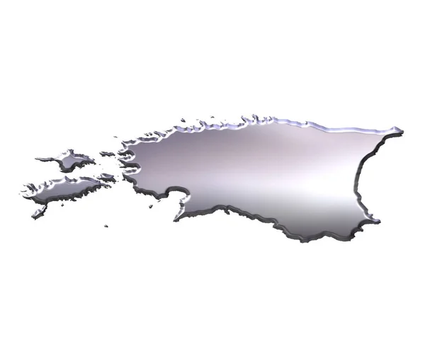 Estónia Mapa Prata Isolado Branco — Fotografia de Stock