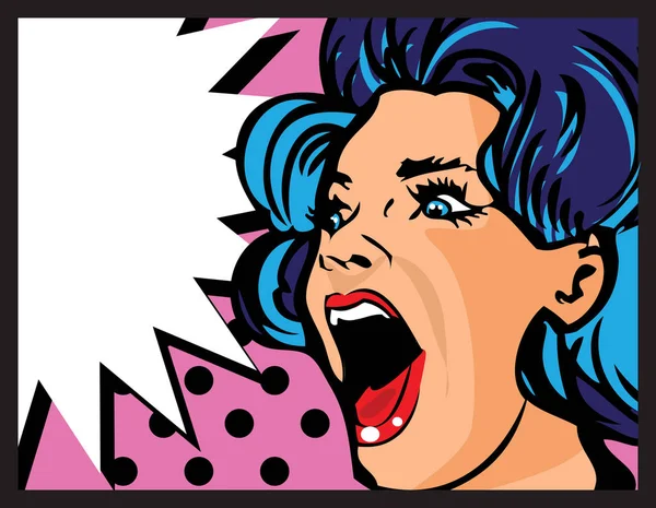 Screaming Woman Girl Retro Pop Art Love Illustration — Stock Photo, Image
