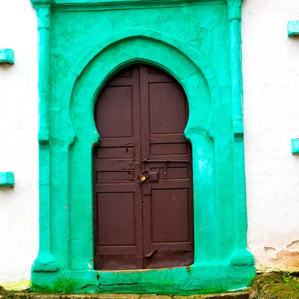 Olddoor Fas Afrika Eski Duvar Süslü Kahverengi Yeşil — Stok fotoğraf