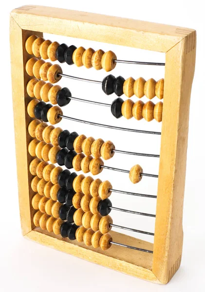 Beyaz Zemin Üzerine Antika Ahşap Abacus — Stok fotoğraf