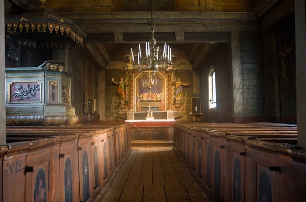 Interior Una Iglesia Tradicional Madera — Foto de Stock