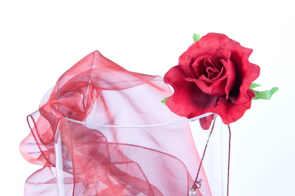 Arreglo Con Una Rosa Roja Florero — Foto de Stock