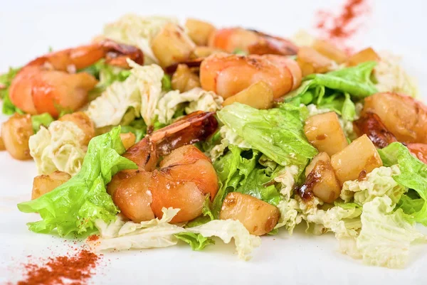Salad Shrimps Vegetable Close — Stock Photo, Image