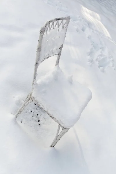 Cadeira Parque Coberto Neve — Fotografia de Stock