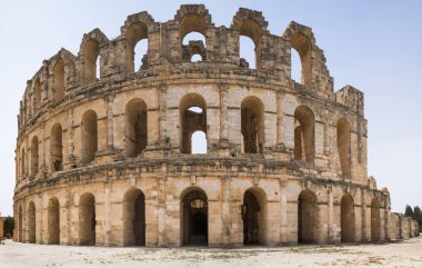 Roman biggest amphitheater in El Djem. Panorama, Africa, Tunisia clipart