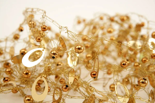 Golden Jewel Messy Wired Texture Balls Oval Gold Shapes — Stock Photo, Image