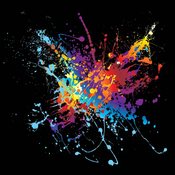 Diseño Brillante Colorido Del Splat Tinta Con Fondo Negro — Foto de Stock