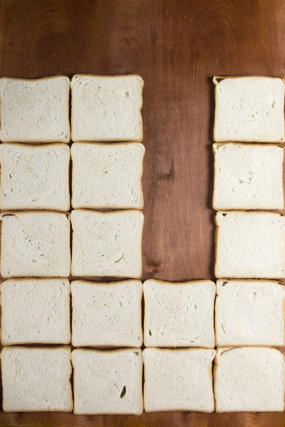 Pan Blanco Casero Para Sándwiches Sobre Fondo Madera — Foto de Stock