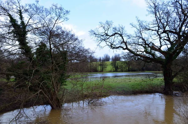 River Ouse Sussex England Bursts Its Banks Due Heavy Rainfall — Stock Photo, Image