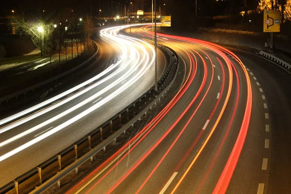 Autopista Oslo Noruega Oscuridad —  Fotos de Stock