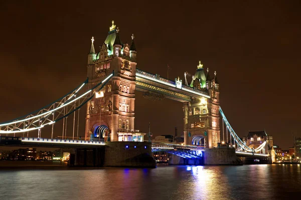 Kule Köprü Ile Ngiltere Gece Londra — Stok fotoğraf