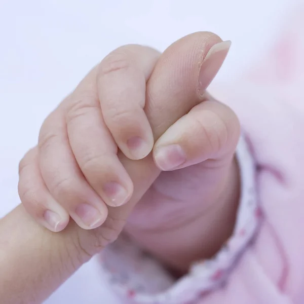 Die Hand Des Babys Hält Den Finger Eines Erwachsenen — Stockfoto