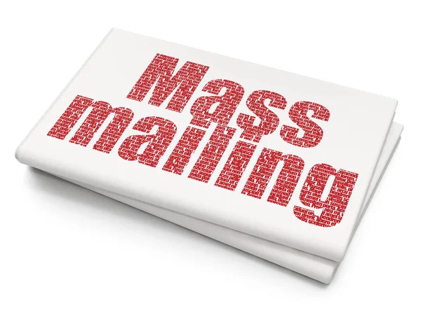 Koncepcja Marketingowa Pixelated Czerwony Tekst Mass Mailing Puste Gazeta Tło — Zdjęcie stockowe