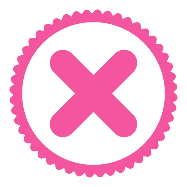 取消圆邮票图标 这个平字形符号是用粉红色的颜色绘制白色背景上 — 图库照片