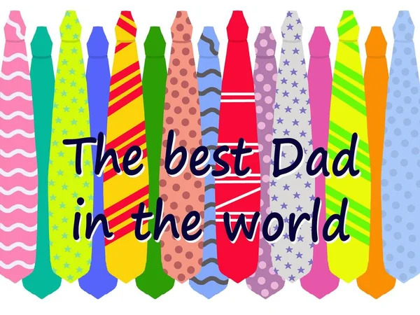 Happy Father Day Card Colorful Ties Isolated White Background Best — стоковое фото