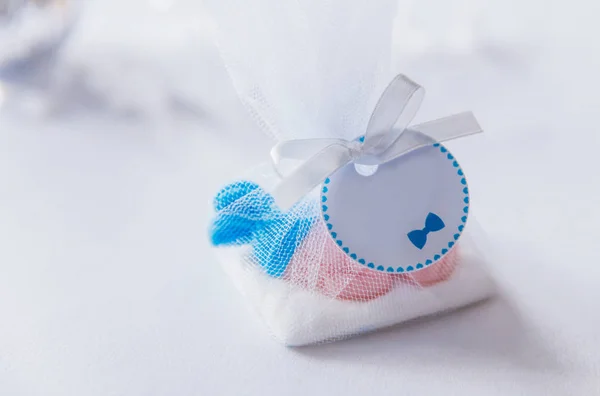 Bebé Ducha Azul Dulces Caja Regalo Blanco — Foto de Stock