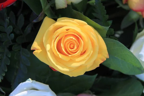 Rosa Amarela Grande Close Como Parte Arranjo Flores — Fotografia de Stock