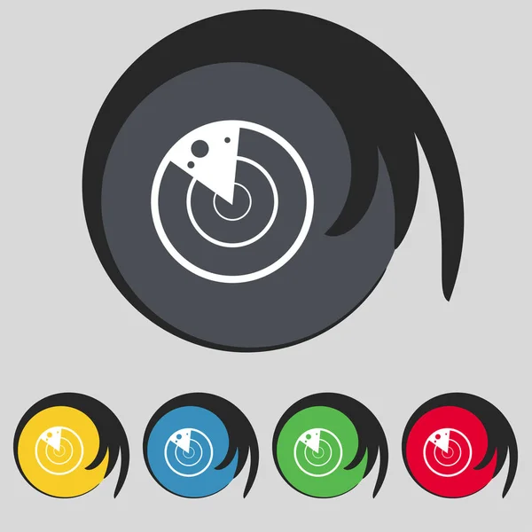 Symbol Radaru Symbol Pięciu Kolorowych Przyciskach Ilustracji — Zdjęcie stockowe