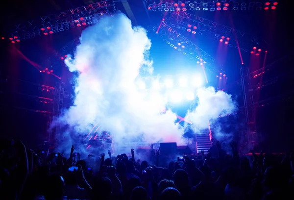 New Year Eve Celebration Rock Concert Show Happy People Silhouettes — Stock Photo, Image