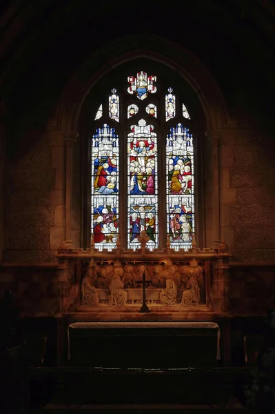 Janela Vidro Manchado Uma Igreja Inglesa — Fotografia de Stock