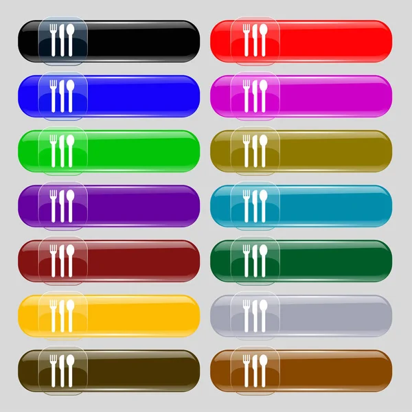 Garfo Faca Ícone Colher Conjunto Quatorze Botões Vidro Multicoloridos Com — Fotografia de Stock