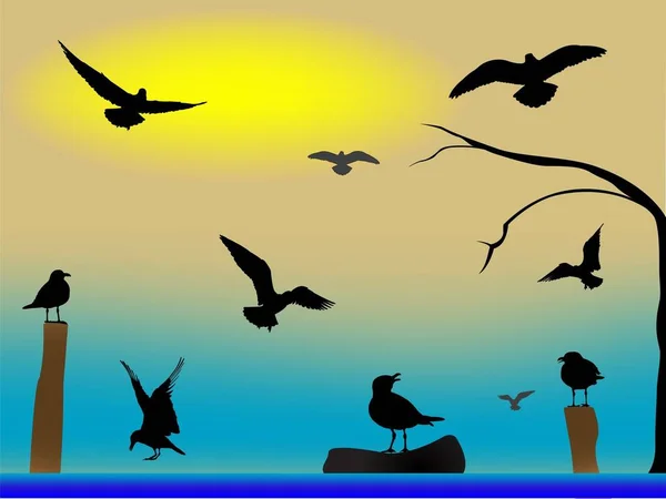 Ptaki Raj Streszczenie Sztuka Ilustracji — Zdjęcie stockowe