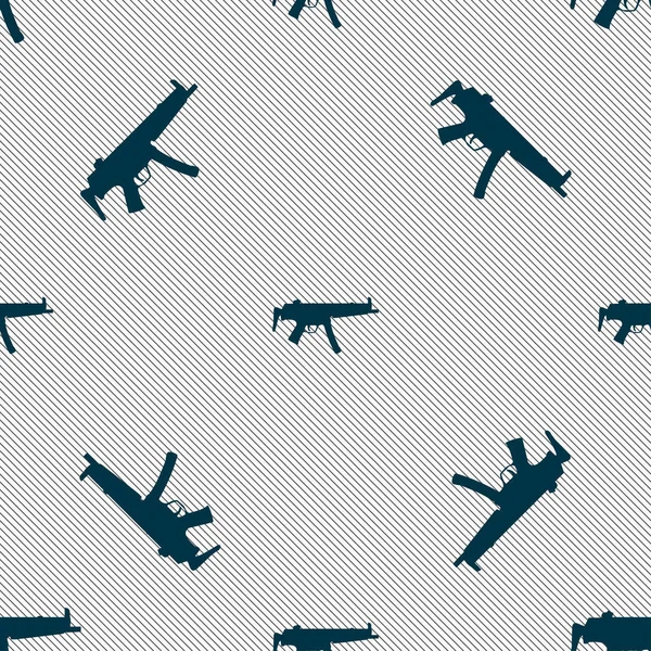 機関銃のアイコンサイン 幾何学的な質感のシームレスなパターン イラスト — ストック写真