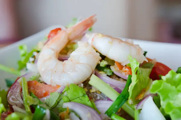 Mixed Vegetable Shrimp Thai Spicy Salad — Stock Photo, Image