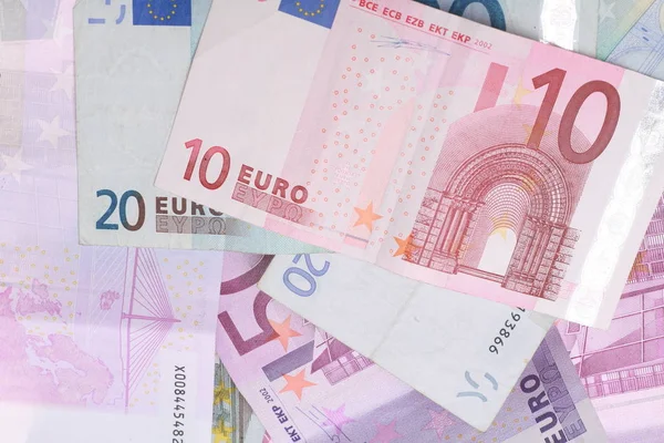Primer Plano Dinero Euros Blanco — Foto de Stock