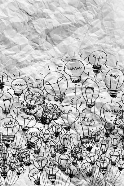 Idea Concept Lampadina Carta Sgualcita — Foto Stock