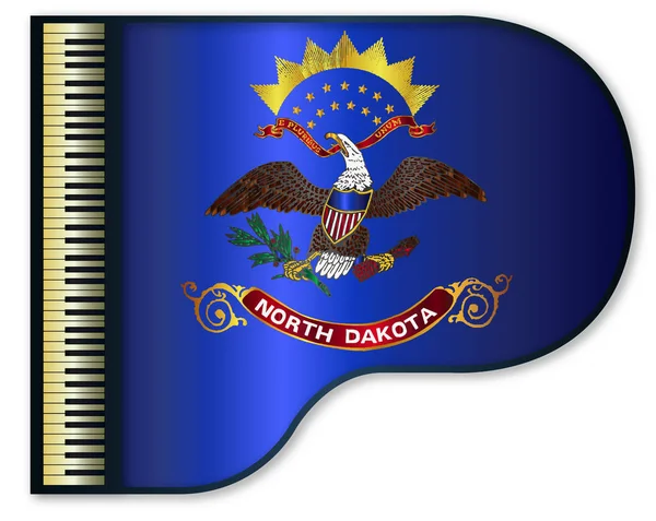 Bandera Del Estado Dakota Del Norte Enarboló Piano Negro Tradicional — Foto de Stock