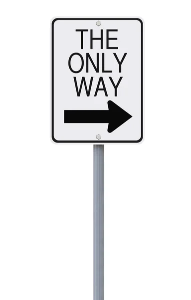 Signo Unidireccional Modificado Que Indica Único Camino Blanco — Foto de Stock