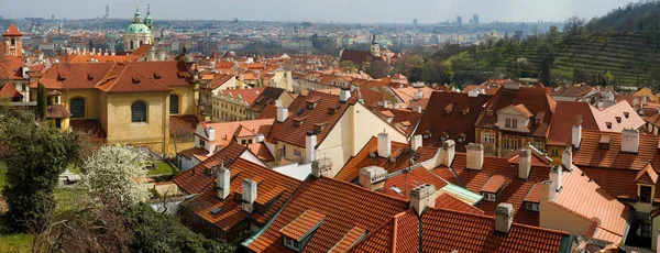 Vista Panoramica Sui Tetti Rossi Praga — Foto Stock